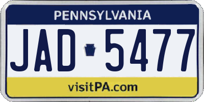 PA license plate JAD5477