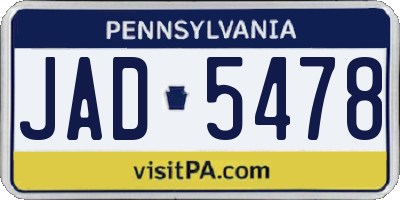 PA license plate JAD5478