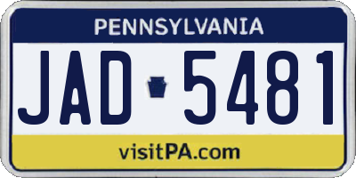 PA license plate JAD5481