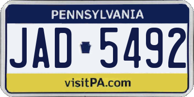 PA license plate JAD5492