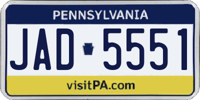 PA license plate JAD5551