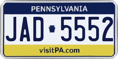 PA license plate JAD5552