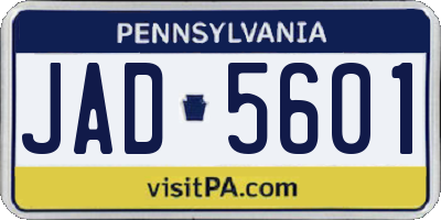 PA license plate JAD5601