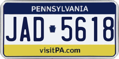 PA license plate JAD5618