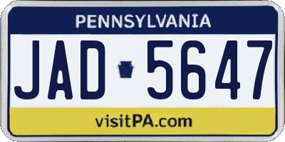 PA license plate JAD5647
