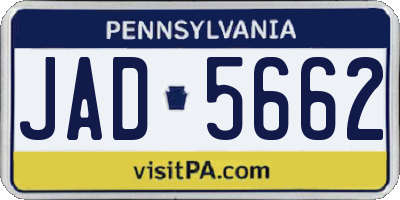 PA license plate JAD5662