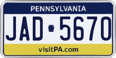 PA license plate JAD5670