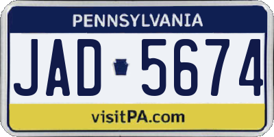 PA license plate JAD5674