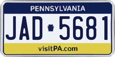 PA license plate JAD5681