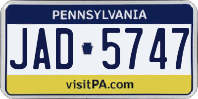 PA license plate JAD5747