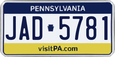 PA license plate JAD5781