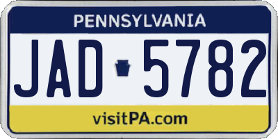 PA license plate JAD5782