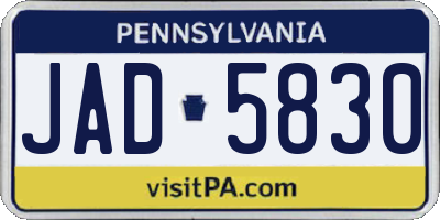 PA license plate JAD5830