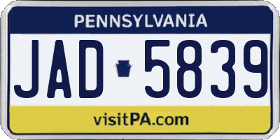 PA license plate JAD5839