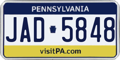 PA license plate JAD5848