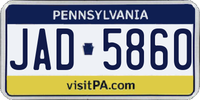 PA license plate JAD5860