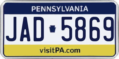 PA license plate JAD5869