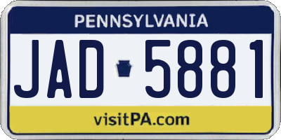 PA license plate JAD5881