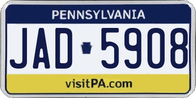 PA license plate JAD5908