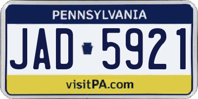 PA license plate JAD5921