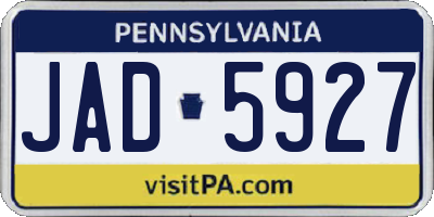 PA license plate JAD5927
