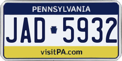 PA license plate JAD5932