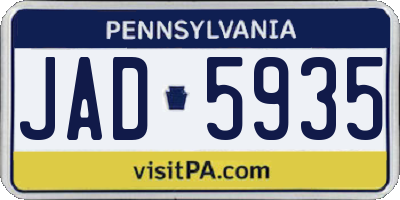 PA license plate JAD5935