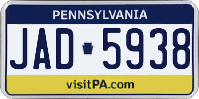PA license plate JAD5938