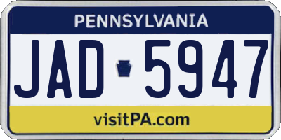 PA license plate JAD5947