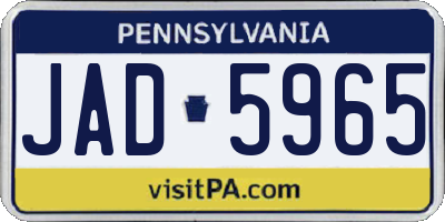 PA license plate JAD5965