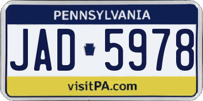 PA license plate JAD5978