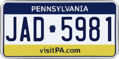 PA license plate JAD5981