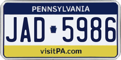 PA license plate JAD5986