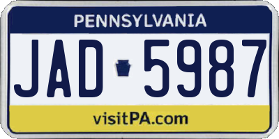 PA license plate JAD5987