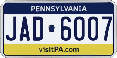 PA license plate JAD6007