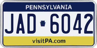 PA license plate JAD6042