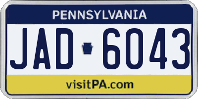 PA license plate JAD6043