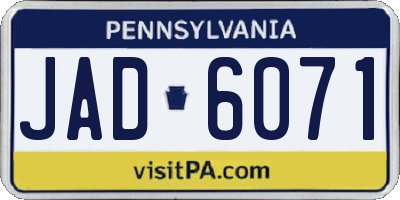 PA license plate JAD6071