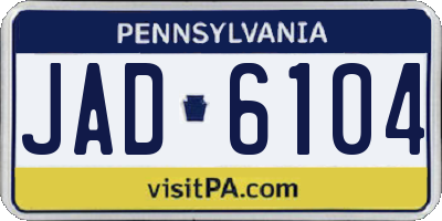 PA license plate JAD6104