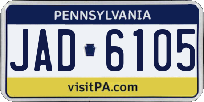 PA license plate JAD6105