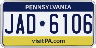 PA license plate JAD6106