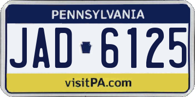 PA license plate JAD6125