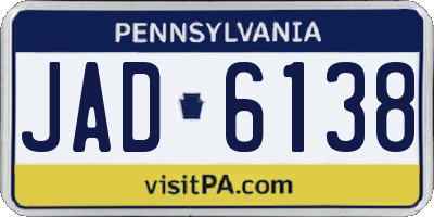 PA license plate JAD6138
