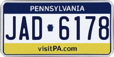 PA license plate JAD6178