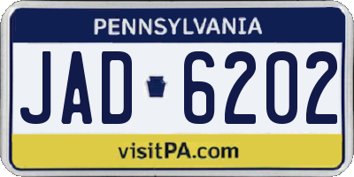 PA license plate JAD6202