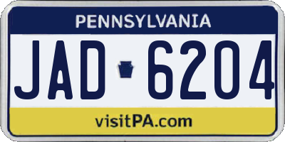 PA license plate JAD6204