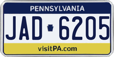 PA license plate JAD6205