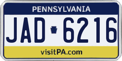 PA license plate JAD6216