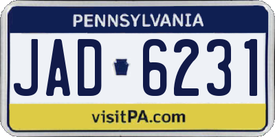 PA license plate JAD6231