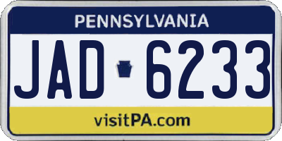 PA license plate JAD6233